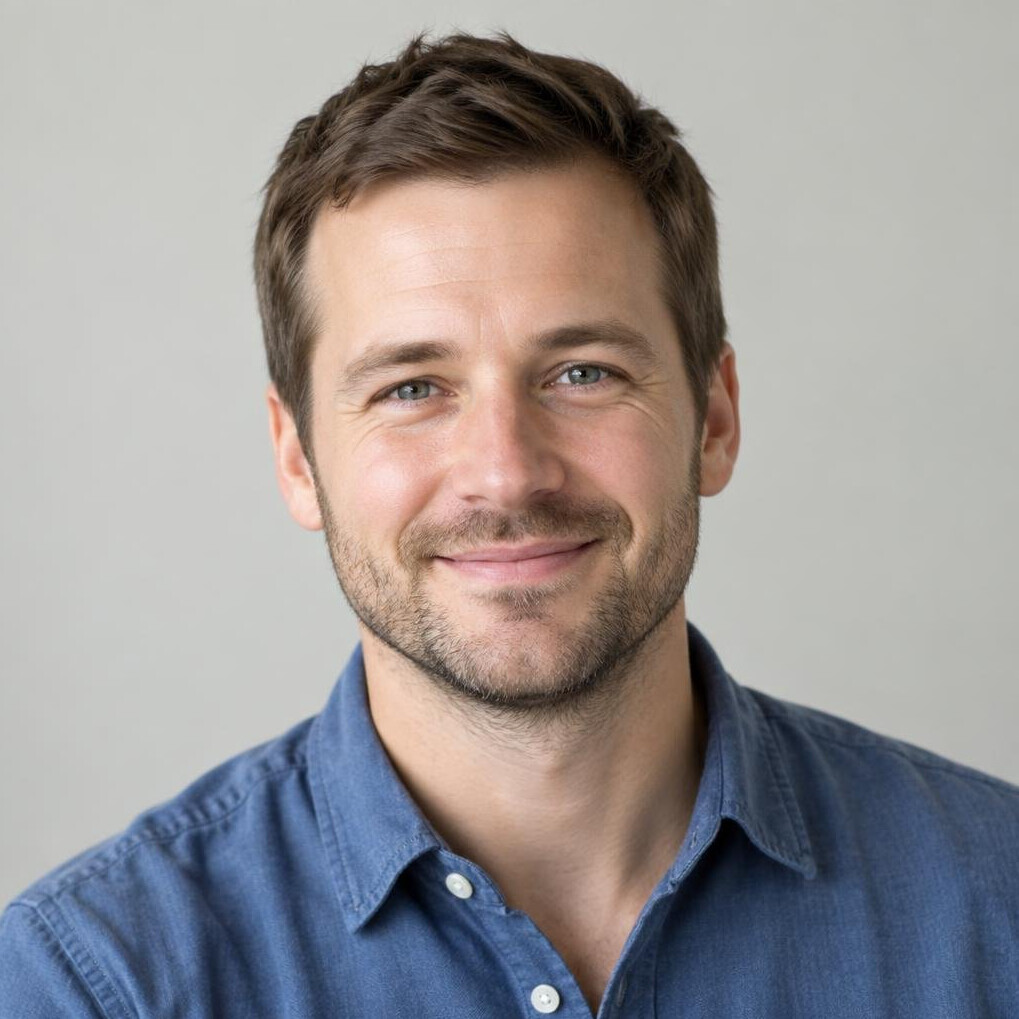 Portrait of a friendly man with a beard