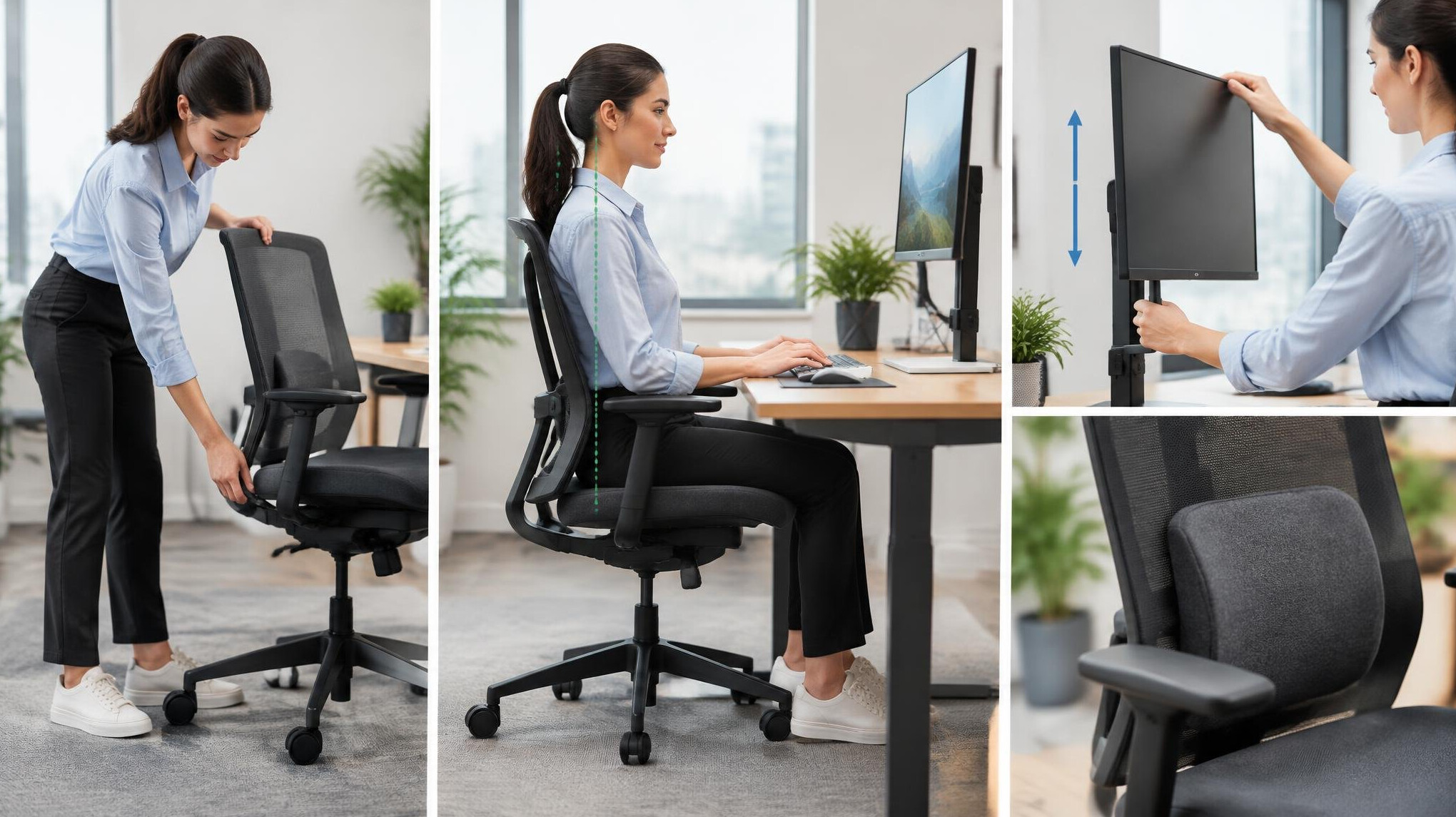 office worker adjusting ergonomic chair
