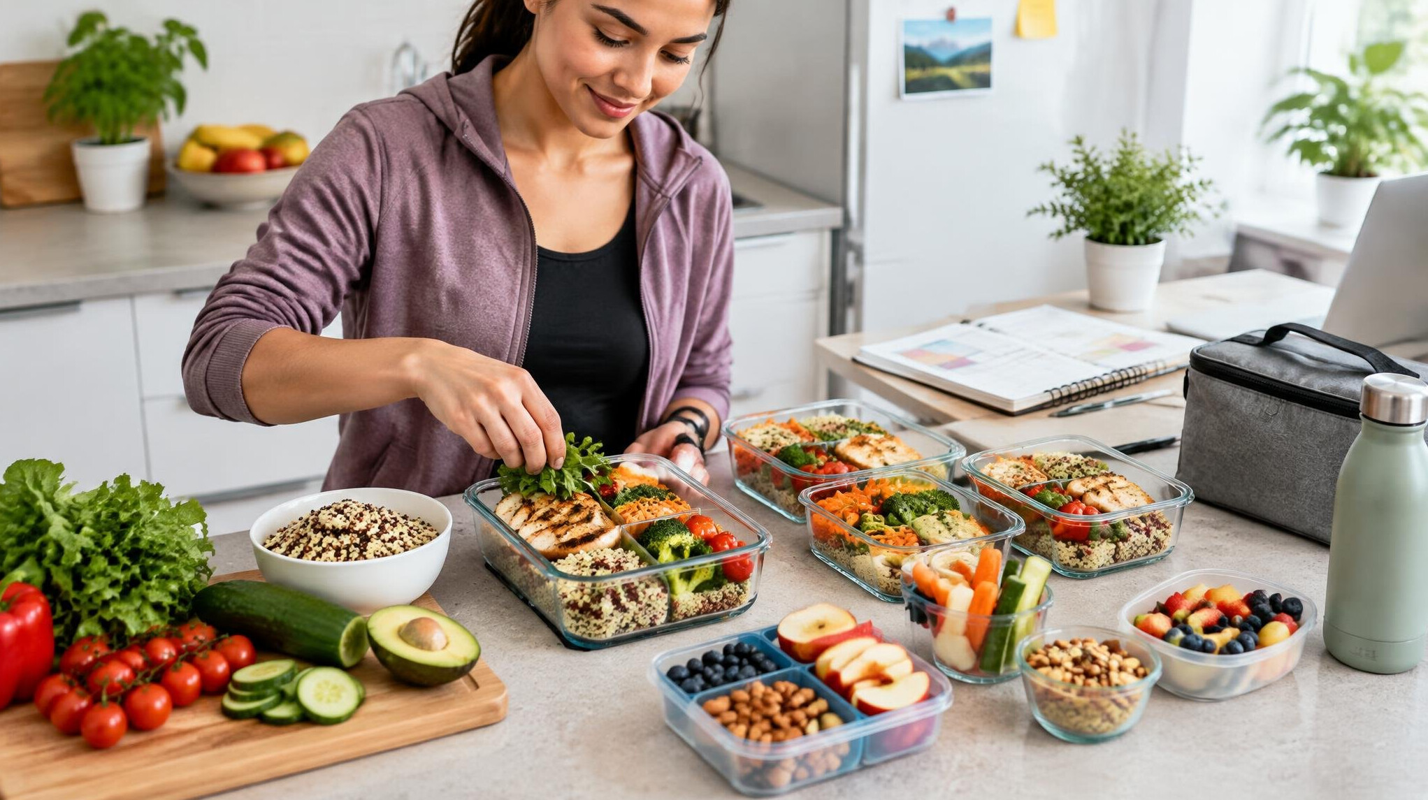 person preparing healthy meal prep